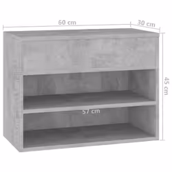 vidaXL Shoe Bench Concrete Grey Engineered Wood Shoe Organiser Cabinet Bench