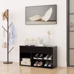 vidaXL Shoe Bench Black Engineered Wood Home Shoe Organiser Cabinet Rack Bench
