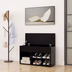 vidaXL Shoe Bench Black Engineered Wood Home Shoe Organiser Cabinet Rack Bench