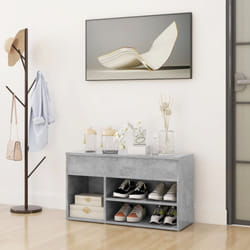vidaXL Shoe Bench Concrete Grey Engineered Wood Shoe Organiser Cabinet Bench