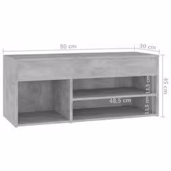 vidaXL Shoe Bench Concrete Grey Engineered Wood Shoe Organiser Cabinet Bench