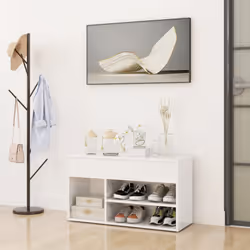 vidaXL Shoe Bench High Gloss White Engineered Wood Organiser Cabinet Bench