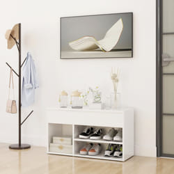 vidaXL Shoe Bench High Gloss White Engineered Wood Organiser Cabinet Bench