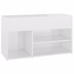 vidaXL Shoe Bench High Gloss White Engineered Wood Organiser Cabinet Bench