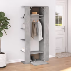 vidaXL Hallway Cabinet Wall Mounted Cabinet Hall Shelving Engineered Wood - concrete grey