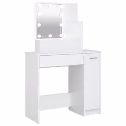 vidaXL Dressing Table with LED Vanity Table Makeup Vanity Desk Cosmetic Table - White