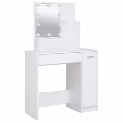 vidaXL Dressing Table with LED Vanity Table Makeup Vanity Desk Cosmetic Table - White - Additional view 4