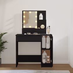 vidaXL Dressing Table Makeup Desk with LED Vanity Table Makeup Table Black