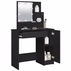 vidaXL Dressing Table Makeup Desk with LED Vanity Table Makeup Table Black - Additional view 5