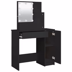 vidaXL Dressing Table Makeup Desk with LED Vanity Table Makeup Table Black - Additional view 7