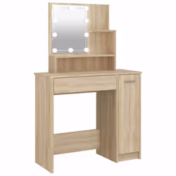 vidaXL Dressing Table with LED Vanity Table Makeup Vanity Desk Cosmetic Table - Sonoma oak