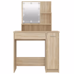 vidaXL Dressing Table with LED Vanity Table Makeup Vanity Desk Cosmetic Table - Sonoma oak - Additional view 6