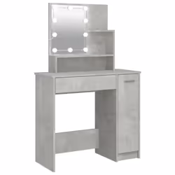 vidaXL Dressing Table with LED Vanity Table Makeup Vanity Desk Cosmetic Table - Concrete grey