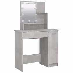 vidaXL Dressing Table with LED Vanity Table Makeup Vanity Desk Cosmetic Table - Concrete grey - Additional view 4