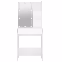 vidaXL Dressing Table with LED Makeup Vanity Desk Cosmetic Table Multi Colours - White - Additional view 5