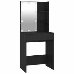 vidaXL Dressing Table with LED Black 60x40x140 cm Makeup Table Vanity Desk