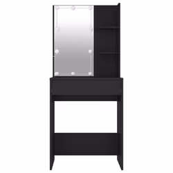 vidaXL Dressing Table with LED Black 60x40x140 cm Makeup Table Vanity Desk - Additional view 4