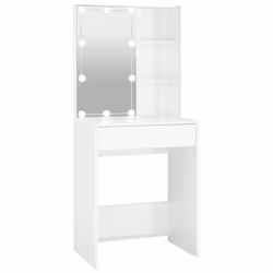 vidaXL Dressing Table with LED Makeup Vanity Desk Cosmetic Table Multi Colours - High gloss white