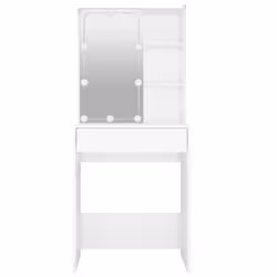 vidaXL Dressing Table with LED Makeup Vanity Desk Cosmetic Table Multi Colours - High gloss white - Additional view 5