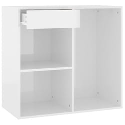 vidaXL Cosmetic Cabinet Dressing Room Storage Makeup Cupboard Engineered Wood - high gloss white