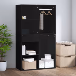 vidaXL Dressing Cabinet Storage Cabinet Side Cabinet Black Engineered Wood - Additional view 4