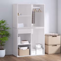 vidaXL Dressing Cabinet Dressing Storage Cosmetic Cupboard Engineered Wood - high gloss white - Additional view 5