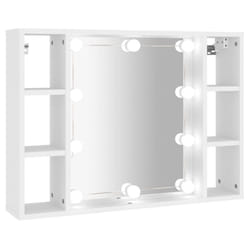 vidaXL Mirror Cabinet with LED Washroom Storage Cabinet Bathroom Vanity Unit - White