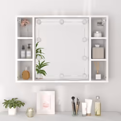 vidaXL Mirror Cabinet with LED Washroom Storage Cabinet Bathroom Vanity Unit - White - Additional view 5
