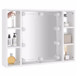 vidaXL Mirror Cabinet with LED Washroom Storage Cabinet Bathroom Vanity Unit - White - Additional view 6