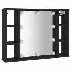 vidaXL Mirror Cabinet Wall-mounted Cabinet Cosmetic Mirror with LED Black