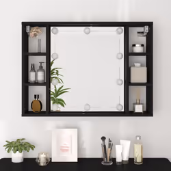 vidaXL Mirror Cabinet Wall-mounted Cabinet Cosmetic Mirror with LED Black - Additional view 4