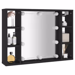 vidaXL Mirror Cabinet Wall-mounted Cabinet Cosmetic Mirror with LED Black - Additional view 5