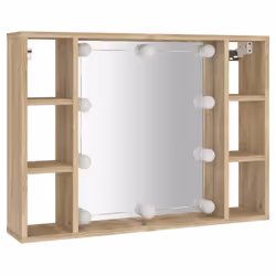 vidaXL Mirror Cabinet with LED Washroom Storage Cabinet Bathroom Vanity Unit - Sonoma oak