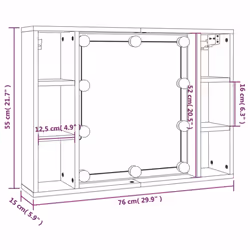 vidaXL Mirror Cabinet with LED Washroom Storage Cabinet Bathroom Vanity Unit - Sonoma oak - Additional view 4