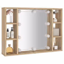 vidaXL Mirror Cabinet with LED Washroom Storage Cabinet Bathroom Vanity Unit - Sonoma oak - Additional view 6