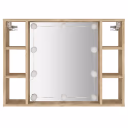 vidaXL Mirror Cabinet with LED Washroom Storage Cabinet Bathroom Vanity Unit - Sonoma oak - Additional view 7