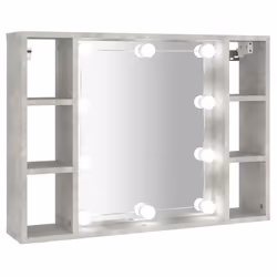 vidaXL Mirror Cabinet with LED Washroom Storage Cabinet Bathroom Vanity Unit - Concrete grey