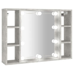 vidaXL Mirror Cabinet with LED Washroom Storage Cabinet Bathroom Vanity Unit - Concrete grey