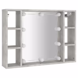 vidaXL Mirror Cabinet with LED Washroom Storage Cabinet Bathroom Vanity Unit - Concrete grey