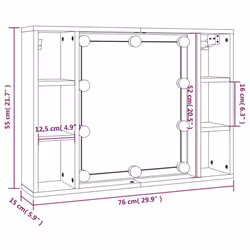 vidaXL Mirror Cabinet with LED Washroom Storage Cabinet Bathroom Vanity Unit - Concrete grey - Additional view 4