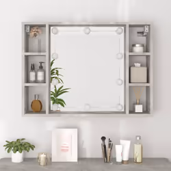 vidaXL Mirror Cabinet with LED Washroom Storage Cabinet Bathroom Vanity Unit - Concrete grey - Additional view 5