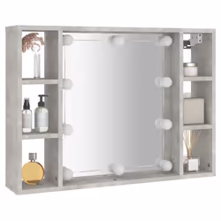 vidaXL Mirror Cabinet with LED Washroom Storage Cabinet Bathroom Vanity Unit - Concrete grey - Additional view 6