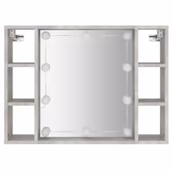 vidaXL Mirror Cabinet with LED Washroom Storage Cabinet Bathroom Vanity Unit - Concrete grey - Additional view 7