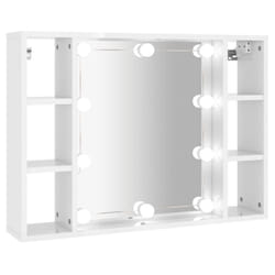 vidaXL Mirror Cabinet with LED Washroom Storage Cabinet Bathroom Vanity Unit - High gloss white