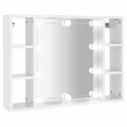 vidaXL Mirror Cabinet with LED Washroom Storage Cabinet Bathroom Vanity Unit - High gloss white
