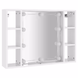 vidaXL Mirror Cabinet with LED Washroom Storage Cabinet Bathroom Vanity Unit - High gloss white