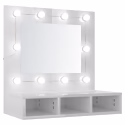 vidaXL Mirror Cabinet with LED Wall-mounted Mirror Cabinet Storage Cupboard - High gloss white