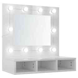 vidaXL Mirror Cabinet with LED Wall-mounted Mirror Cabinet Storage Cupboard - High gloss white