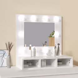 vidaXL Mirror Cabinet with LED Wall-mounted Mirror Cabinet Storage Cupboard - High gloss white