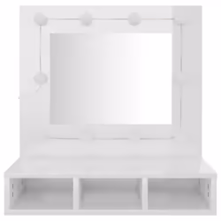 vidaXL Mirror Cabinet with LED Wall-mounted Mirror Cabinet Storage Cupboard - High gloss white - Additional view 5
